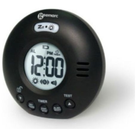 Geemarc Wake 'n' Shake Black Voyager Extra Loud Travel Alarm Clock with Vibration - Accessories4hearingaids